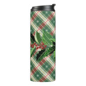 Bouteilles Isothermes Holly et Berries sur blanc N vert Noël Plaid (Tourné sur la gauche)