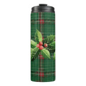 Bouteilles Isothermes Holly et Berries sur Green Christmas Plaid (Devant)