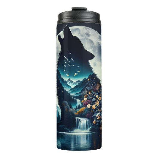Bouteilles Isothermes Howling Wolf | Pleine lune Ai Art (Devant)