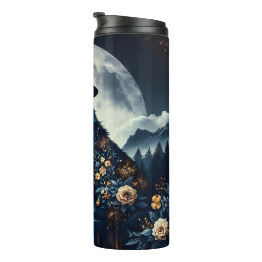Bouteilles Isothermes Howling Wolf | Pleine lune Ai Art (Tourné sur la droite)