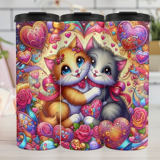 Bouteilles Isothermes Hugging Kittens Heart Floral