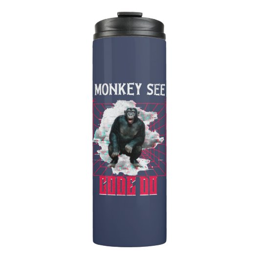 Bouteilles Isothermes Humour de développeur Web « Le singe voit, code, f (Devant)