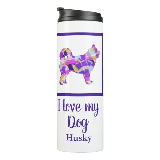 Bouteilles Isothermes Husky Sibérien mignon Chien Silhouette Purple PY&B (Tourné sur la droite)