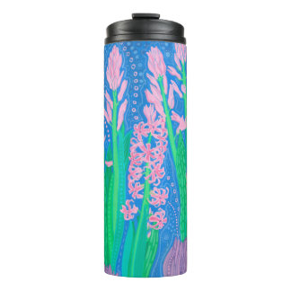 Bouteilles Isothermes Hyacinthes roses Fleurs de printemps peinture d'ar