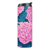 Bouteilles Isothermes Hydrangea aquarelle motif, rose et bleu (Tourné sur la gauche)