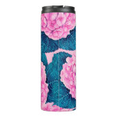 Bouteilles Isothermes Hydrangea aquarelle motif, rose et bleu (Dos)