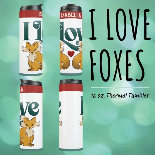 Bouteilles Isothermes I Love Foxes Cute Heart Water Bottle