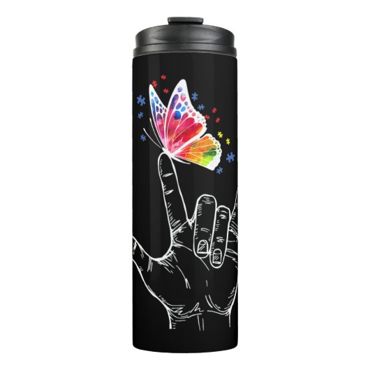 Bouteilles Isothermes I Love You Hand Sign Language Butterfly Puzzle Pie (Devant)