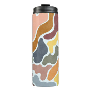 Bouteilles Isothermes Illustration abstraite moderne aux tons terreux.