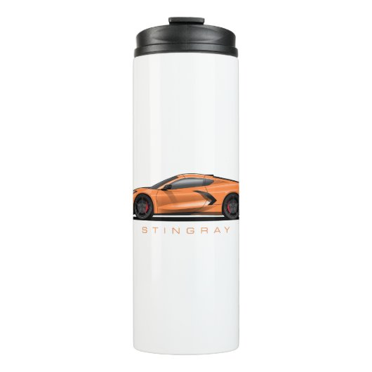 Bouteilles Isothermes Illustration Chevy Corvette C8 noire (Devant)