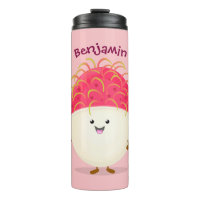Illustration de cartoon de rambutan rose mignon