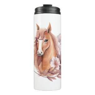 Bouteilles Isothermes Illustration de cheval floral