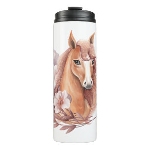 Bouteilles Isothermes Illustration de cheval floral 