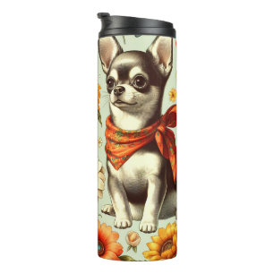 Bouteilles Isothermes Illustration de Cute Retro Chihuahua