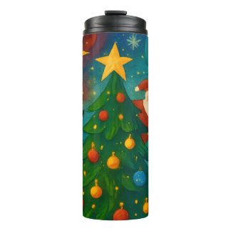 Bouteilles Isothermes Illustration de Père Noël mignon sur un arbre de N