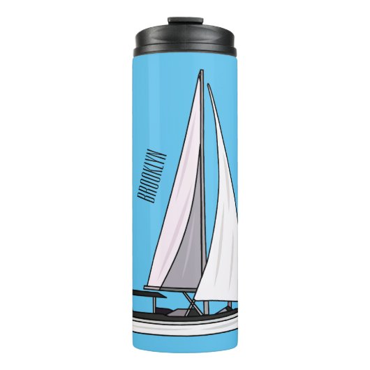 Bouteilles Isothermes Illustration de voilier (Devant)