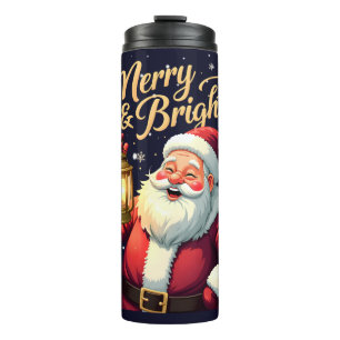 Bouteilles Isothermes Illustration du Père Noël joyeux et lumineux tenan