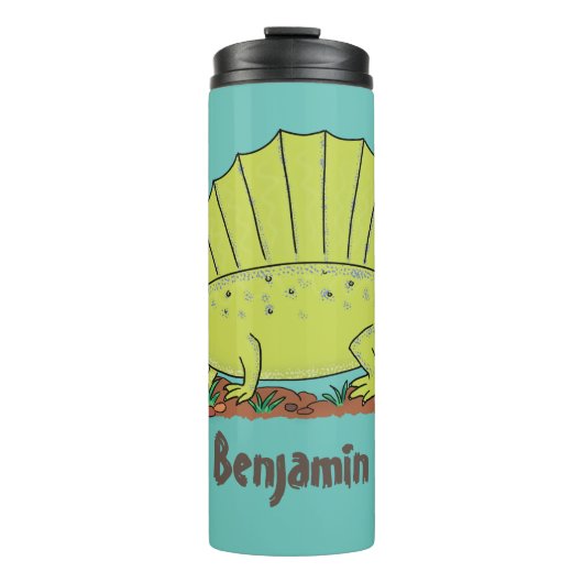 Bouteilles Isothermes Illustration d'un dimétrodon vert mignon (Devant)