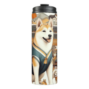 Bouteilles Isothermes Illustration sans couture du chien Jindo vintage c