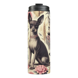 Bouteilles Isothermes Illustration sans couture Retro Xoloitzcuintle