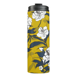 Bouteilles Isothermes Illustration Vintage de fleur en fleur de contour.
