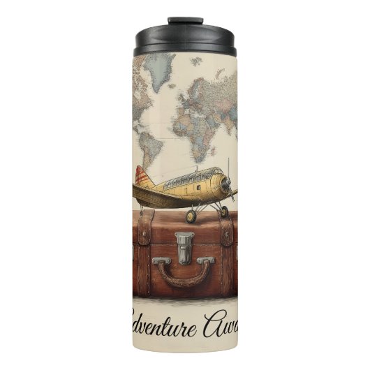 Bouteilles Isothermes Illustration Vintage voyage avec plan (Devant)