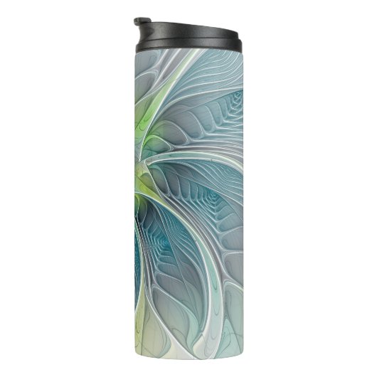 Bouteilles Isothermes Imaginaire fleuri Moderne Bleu Vert Fractal Fleur (Tourné sur la droite)