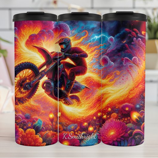 Bouteilles Isothermes Impression d'art de pilote de motocross psychédéli