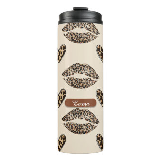 Bouteilles Isothermes Imprimé chic beige et noir de léopard