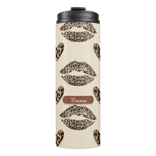 Bouteilles Isothermes Imprimé chic beige et noir de léopard (Devant)