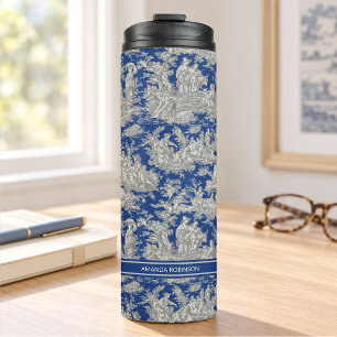 Bouteilles Isothermes Imprimé toile de jouy bleu foncé vintage
