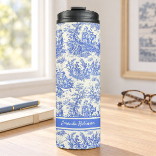 Bouteilles Isothermes Imprimé toile de jouy bleu vintage