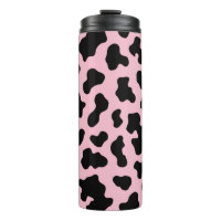Imprimé vache noire et rose en cuir de vachette
