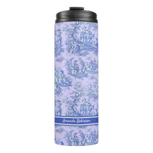 Bouteilles Isothermes imprimé vintage bleu violet toile de jouy