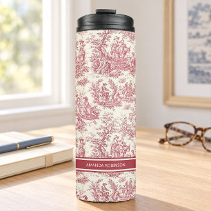 Bouteilles Isothermes Imprimé vintage rouge toile de jouy