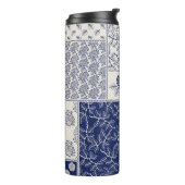 Bouteilles Isothermes Indigo Bleu Beige Floral Patchwork (Tourné sur la gauche)