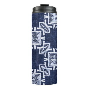 Bouteilles Isothermes Indigo tordu à damiers arrière - plan texturé.