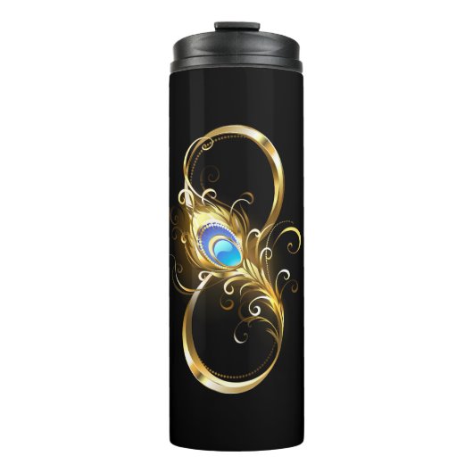 Bouteilles Isothermes Infinité avec plume de paon doré (Devant)