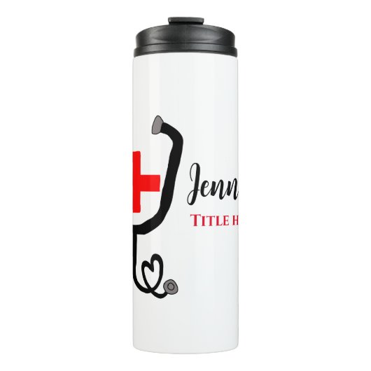 Bouteilles Isothermes Infirmière médecin rouge plus stéthoscope ajouter  (Devant)