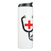 Bouteilles Isothermes Infirmière médecin rouge plus stéthoscope ajouter  (Tourné sur la gauche)