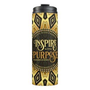 Bouteilles Isothermes Inspirer Mandala Orange Noir Jaune Art Déco