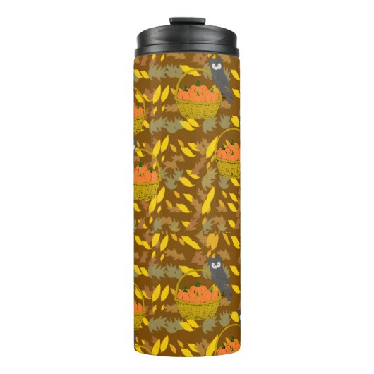 Bouteilles Isothermes 🦉 Insulated Bottle Owl and Pumpkin Patch Fall Rep (Devant)