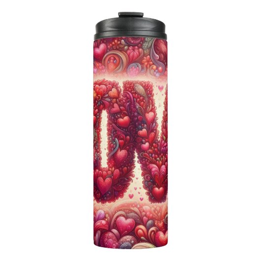 Bouteilles Isothermes Intricate Heart Pattern Love Typography (Devant)