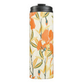 Bouteilles Isothermes Iris orange : motif floral transparent (Devant)