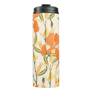 Bouteilles Isothermes Iris orange : motif floral transparent