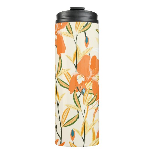 Bouteilles Isothermes Iris orange : motif floral transparent (Devant)