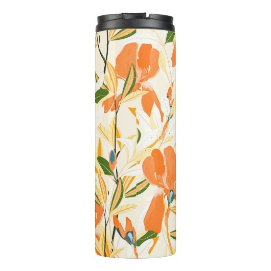 Bouteilles Isothermes Iris orange : motif floral transparent (Dos)