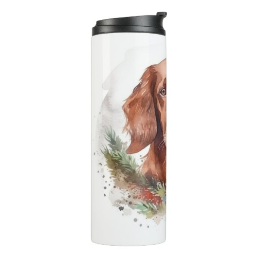 Bouteilles Isothermes Irlandais Red Setter Festive Wreath Pup (Tourné sur la gauche)