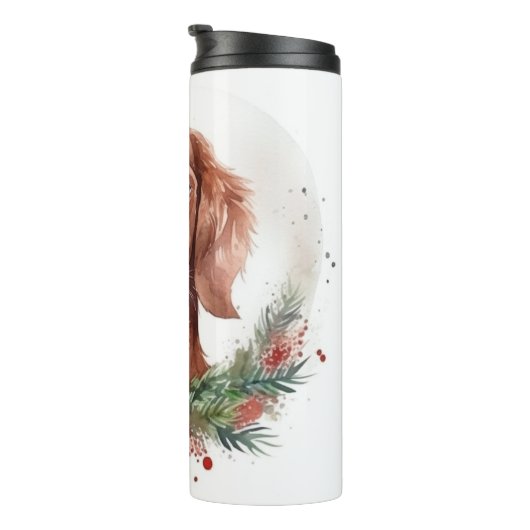 Bouteilles Isothermes Irlandais Red Setter Festive Wreath Pup (Tourné sur la droite)