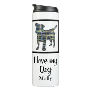 Bouteilles Isothermes Jack Russell Terrier Chien Jaune et Bleue Silhouet